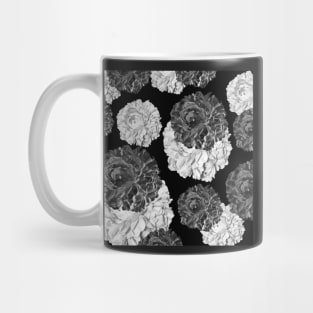 CABBAGE ROSES GRAY AND BLACK SHABBY CHIC PATTERN Mug